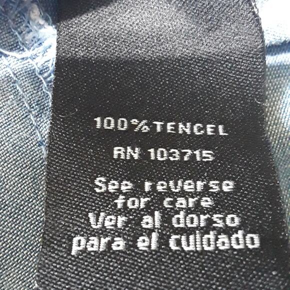 Women Sz S Chambray Blue Fairy Grunge Tencel Soft Pockets V-Neck Casual Dress - Picture 12 of 13